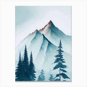 Mountain And Forest In Minimalist Watercolor Vertical Composition 32 Canvas Print