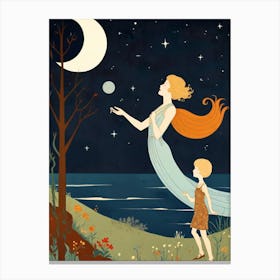 Moon And Child Canvas Print