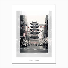 Poster Of Taipei, Taiwan, Black And White Old Photo 1 Canvas Print