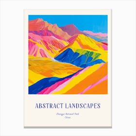 Colourful Abstract Zhangye National Park China 1 Poster Blue Canvas Print