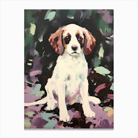A Cavalier King Charles Spaniel Dog Painting, Impressionist 3 Canvas Print