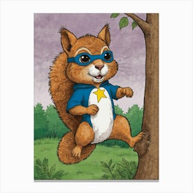 Squirrel In A Superhero Costume Canvas Print