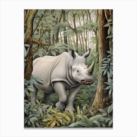 Rhino Walking Beside The Trees 1 Canvas Print
