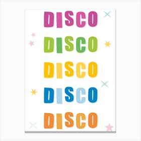 Disco, Disco, Disco Colour Typography Canvas Print