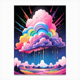 Surreal Rainbow Clouds Sky Painting (27) Canvas Print