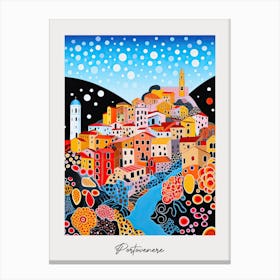 Poster Of Portovenere, Italy, Illustration In The Style Of Pop Art 1 Canvas Print