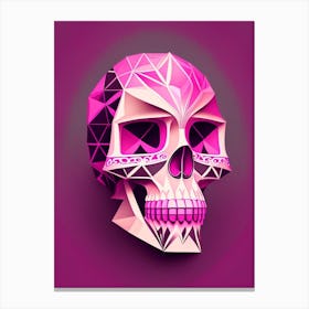 Skull With Geometric Designs 2 Pink Mexican Canvas Print