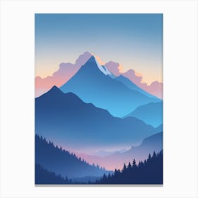 Misty Mountains Vertical Composition In Blue Tone 17 Canvas Print