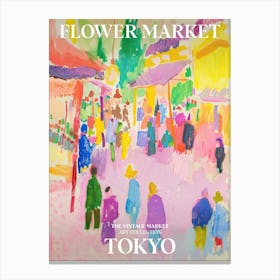 Vintage Flower Market Painting Tokyo Canvas Print