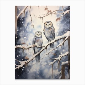 Winter Watercolour Owl 1 Canvas Print