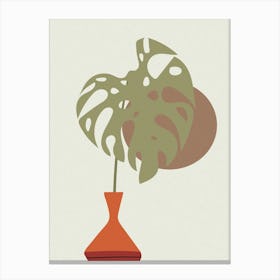 Monstera Plant Boho Botanical Drawing Leaves Tropical Exotic Floral Background Bohemian Nature Background Canvas Print