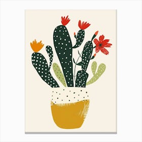 Christmas Cactus Plant Minimalist Illustration 12 Canvas Print