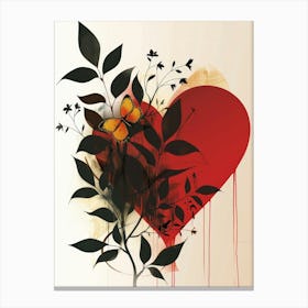 Heart With Butterfly Canvas Print