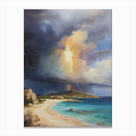 Lightning Storm Over The Beach.11 Canvas Print
