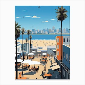 Venice Beach California, Usa, Graphic Illustration 2 Canvas Print