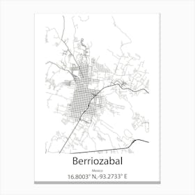 Berriozabal,Mexico Minimalist Map Canvas Print