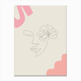 Portrait Of A Woman line art pink Canvas Print