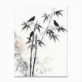 Traditional Chinese Painting Bamboo And Birds Stampe su tela