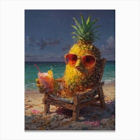 Pineapple On The Beach Canvas Print