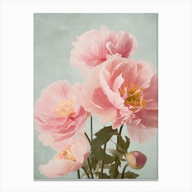 Peonies Flowers Acrylic Painting In Pastel Colours 2 Canvas Print