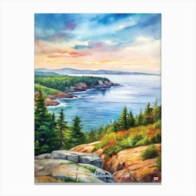 Acadia National Park Watercolor Painting Canvas Print