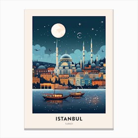 Winter Night  Travel Poster Istanbul Turkey 2 Canvas Print