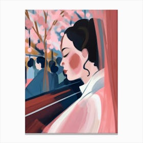 Asian Woman in Pink. Oil Portrait Canvas Print