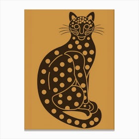 Spotted Cat on orange background Canvas Print