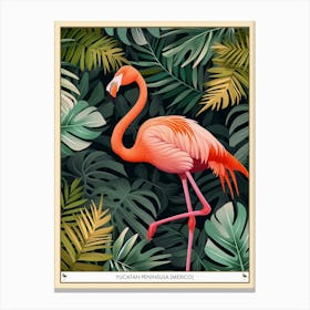Greater Flamingo Yucatn Peninsula Mexico Tropical Illustration 4 Poster Canvas Print