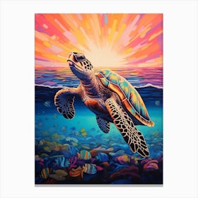 Paint Splash Sea Turtle 3 Canvas Print