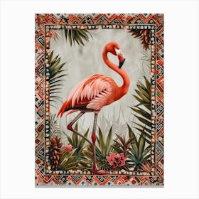 Greater Flamingo And Bromeliads Boho Print 4 Canvas Print
