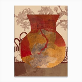 Abstract Still Life With Urn, Tangerine and Goldenrod, Collage No.12923-06 Canvas Print