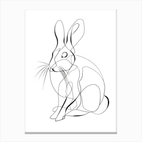 Continuous Line Drawing Of Rabbit animal lines art Canvas Print
