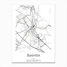 Barentin,France Minimalist Map Canvas Print