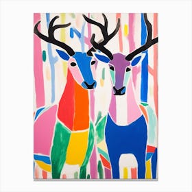 Colourful Kids Animal Art Elk Canvas Print