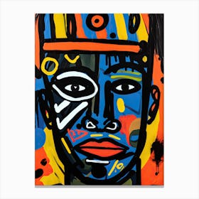 Afrofuturism, African tribe man, Basquiat style Canvas Print