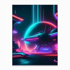Intergalactic Neon Nights Space Canvas Print