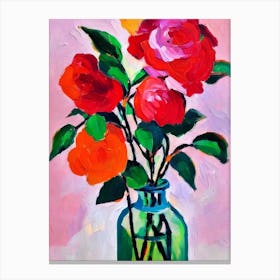 Rose Floral Abstract Block Colour 1 Flower Canvas Print