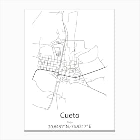 Cueto,Cuba Minimalist Map Canvas Print