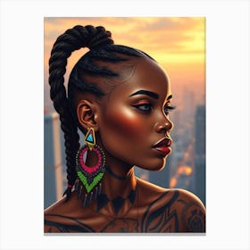 Tattooed Black Woman Canvas Print