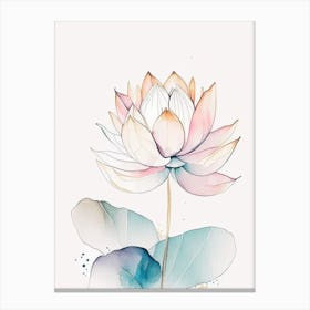 Lotus Flower Pattern Minimal Watercolour 1 Canvas Print