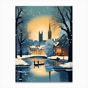 Winter Travel Night Illustration Stratford Upon Avon United Kingdom 1 Canvas Print