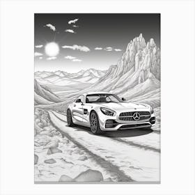 Mercedes Benz Amg Gt Snowy Mountain Drawing 1 Canvas Print