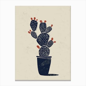 Cactus Linocut Canvas Print