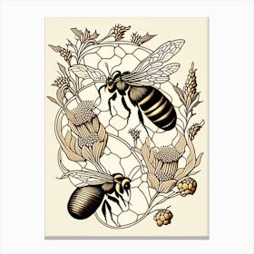 Colony Bees 3 William Morris Style Canvas Print