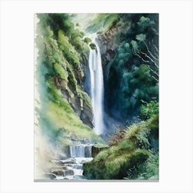 Mclean Falls, New Zealand Water Colour  (3) Canvas Print