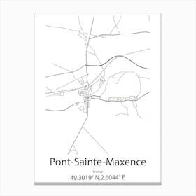 Pont Sainte Maxence,France Minimalist Map Canvas Print