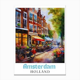 Netherlands Amsterdam, travel poster, wall art print, Amsterdam painting,16 Canvas Print