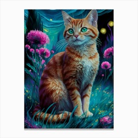 Cat In The Moonlight 2 Canvas Print