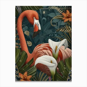 Greater Flamingo And Calla Lily Boho Print 2 Canvas Print